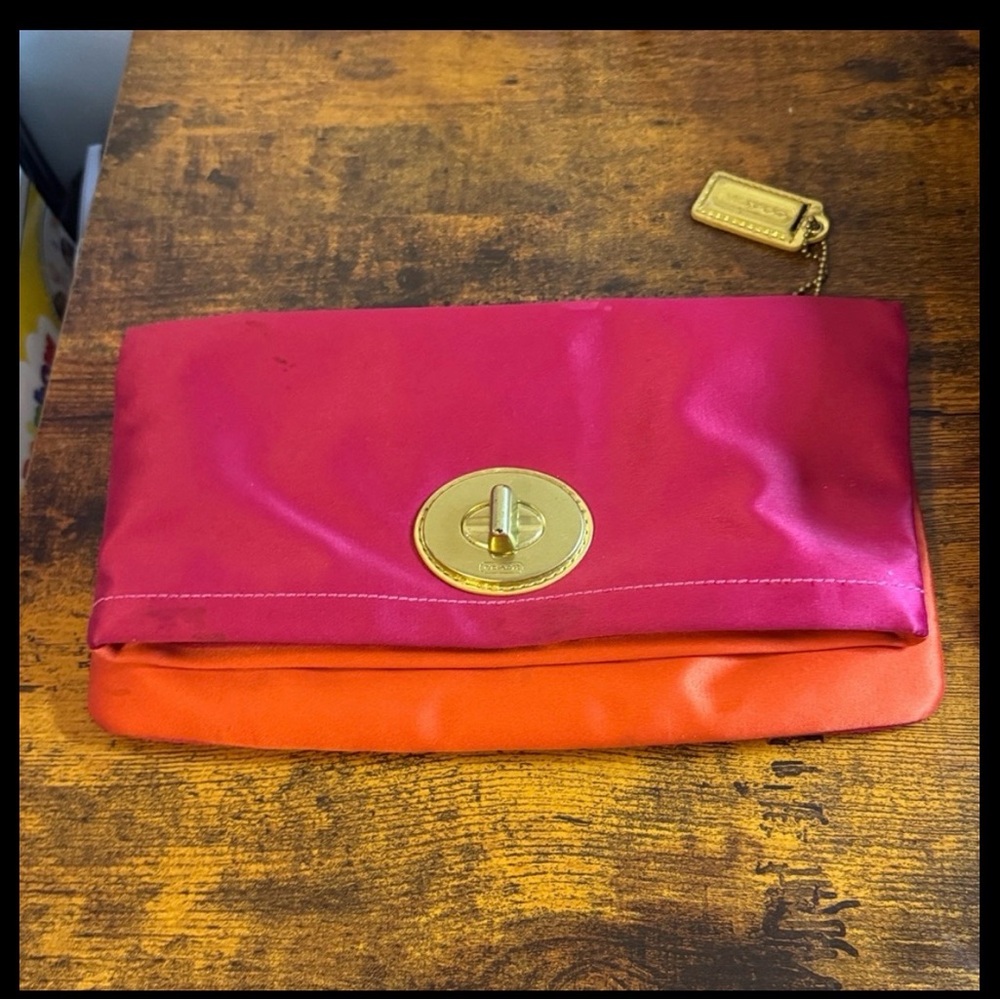 Coach Vibrant Pink and Orange Wristlet